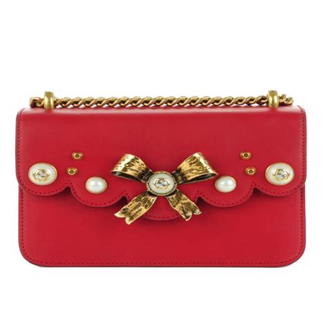 gucci red bow pearl leather chain shoulder bag|replacement chain for gucci bag.